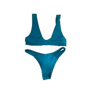 Toast Teal Bikini Set Minimalist Swim Top S Bottom XS